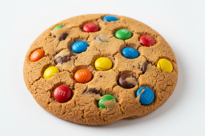choc chip cookie with m&ms on top